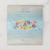 水彩バラシーシェルビーチ結婚式 プレイスカード (外部開封)