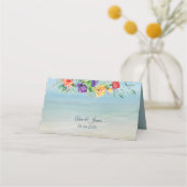 水彩バラシーシェルビーチ結婚式 プレイスカード (裏面)