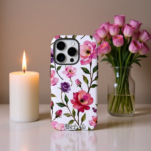 水彩バラシームレスパターン Case-Mate iPhoneケース