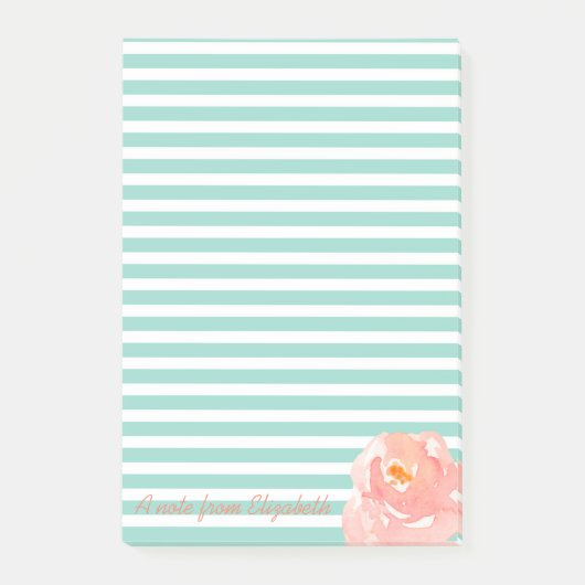 水彩バラストライプオンパーソナライズされた- ポストイット (正面)