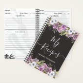 水彩バラスパーソナライズされたクリプトファミリーレシピ ノートブック (内側)