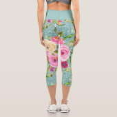 水彩バラズインピンク&クリームオンアクアグリッター カプリレギンス (裏面)