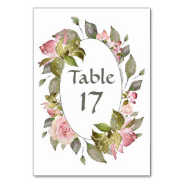 水彩バラソフトピンク結婚ズ テーブルナンバー