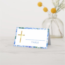 水彩バラダスティブルーバプティスボーイ プレイスカード