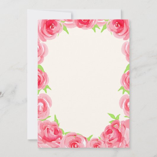 水彩バラダービーブライダルシャワー招待状 (裏面)