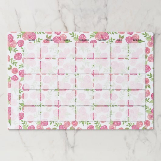 水彩バラデスクカレンダーメモ帳 ペーパーパッド (正面)