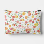 水彩バラトラベパーソナライズされたル アクセサリーポーチ (正面)