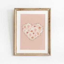 水彩バラハート ポスター