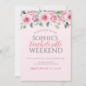 水彩バラバチェロレッテ週末と詳細 招待状 (正面)