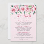 水彩バラバチェロレッテ週末と詳細 招待状 (裏面)