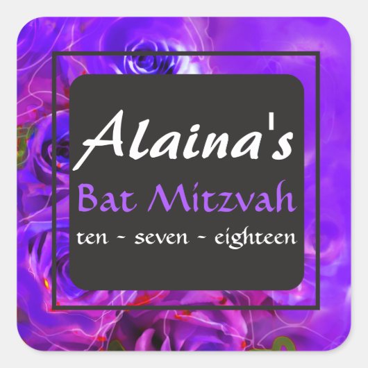 水彩バラバルミツワー差出人住所ラベル スクエアシール (正面)