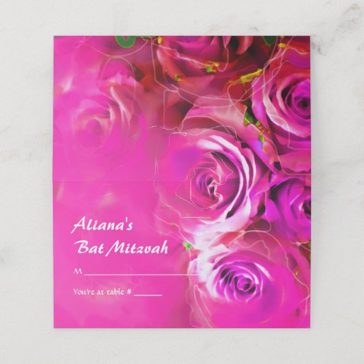 水彩バラバルミツワー座席エスコートカード プレイスカード (外部開封)