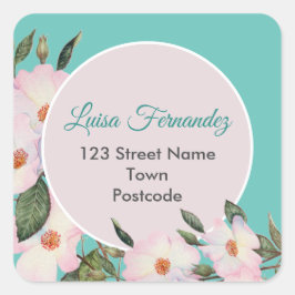 水彩バラバレリーナフローラアドレス円 スクエアシール