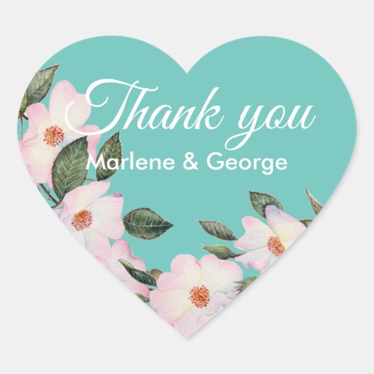 水彩バラバレリーナフローライラストレーション ハートシール (正面)