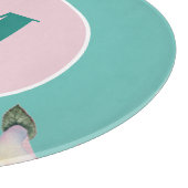 水彩バラバレリーナフローラモノグラムサークル カッティングボード (角)