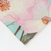 水彩バラバレリーナフローラモノグラムサークル フリースブランケット (角)