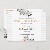 水彩バラバレリーナ結婚式の日付を保存 案内ポストカード (正面/裏面)