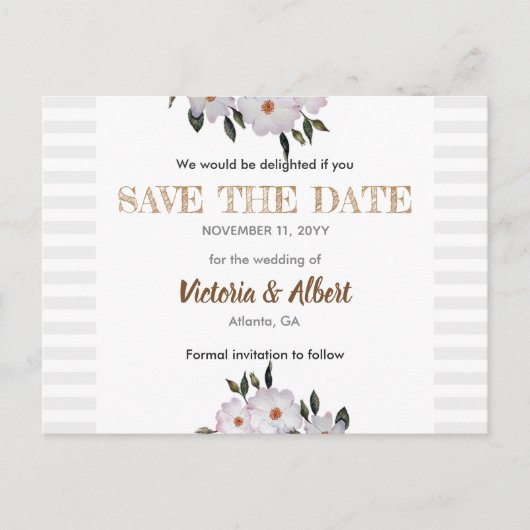 水彩バラバレリーナ結婚式の日付を保存 案内ポストカード (正面)