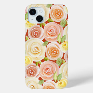 水彩バラパターンド iPhone 15 MINIケース