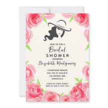 水彩バラビッグハットブライダルシャワー