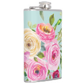 水彩バラピンクとクリームオンアクア フラスク (右)