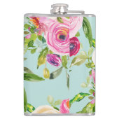 水彩バラピンクとクリームオンアクア フラスク (裏面)