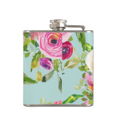 水彩バラピンクとクリームオンアクア フラスク (裏面)