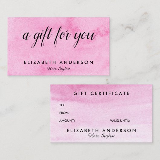 水彩バラピンクギフト名刺 名刺 (正面/裏面)