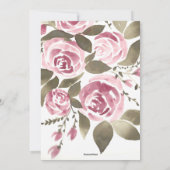 水彩バラピンクグリーンブライダルシャワー 招待状 (裏面)