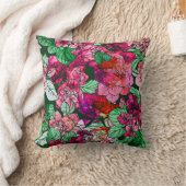 水彩バラピンクバーガンディーレッドガーデンフラワー クッション (ブランケット)