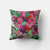 水彩バラピンクバーガンディーレッドガーデンフラワー クッション (裏面)