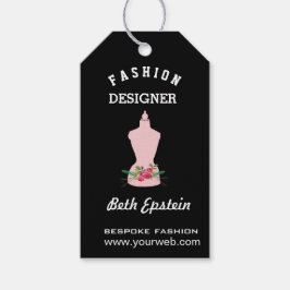 水彩バラピンクファッションレトロマネキン ギフトタグ