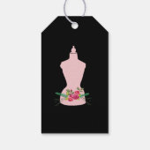 水彩バラピンクファッションレトロマネキン ギフトタグ (裏面)