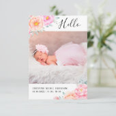 水彩バラピンクフローラベビーガール写真 案内状 (スタンド正面)