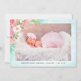 水彩バラピンクフローラベビーガール写真 案内状