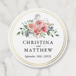 水彩バラピンクフローラ結婚ズサンキュー フェイバータグ