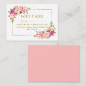 水彩バラピンクフローラ金ゴールドギフトカード エンクロージャーカード (正面/裏面)