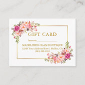 水彩バラピンクフローラ金ゴールドギフトカード エンクロージャーカード (正面)