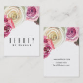 水彩バラピンクホワイトフローラグラムシック 名刺 (正面/裏面)