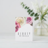 水彩バラピンクホワイトフローラグラムシック 名刺 (スタンド正面)