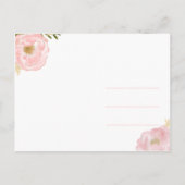 水彩バラピンク写真誕生のお知らせ 案内ポストカード (裏面)