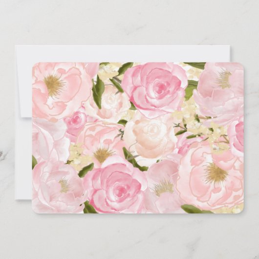 水彩バラピンク写真誕生のお知らせ 案内状 (裏面)