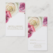 水彩バラピンク白フローラ友達を参照 紹介カード (正面/裏面)