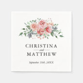 水彩バラピンク結婚フローラ スタンダードカクテルナプキン (正面)