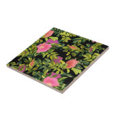 水彩バラピンク花植物性フローラ試薬 タイル (側面)