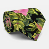 水彩バラピンク花植物性フローラ試薬 ネクタイ (ロール)