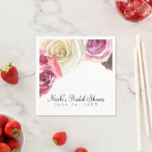 水彩バラピンク&ホワイトシックブライダルシャワー スタンダードカクテルナプキン (インサイチュ)