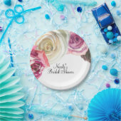 水彩バラピンク&ホワイトシックブライダルシャワー ペーパープレート (パーティー)