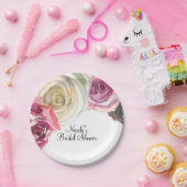 水彩バラピンク&ホワイトシックブライダルシャワー ペーパープレート (パーティー)