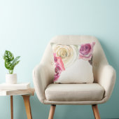 水彩バラピンク&ホワイトフローラグラム クッション (椅子)